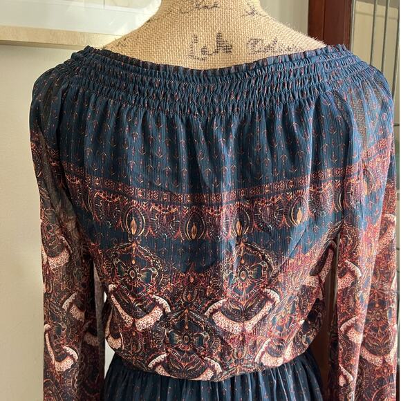 Boho Ruffle V-Neck Mini Dress Floral Pink Rust – Abercrombie XS - Picture 8 of 17